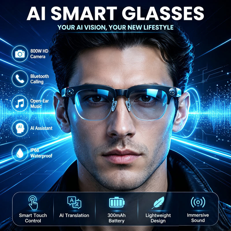 Audio Music Video - W630 Smart Glasses 800W HD Camera