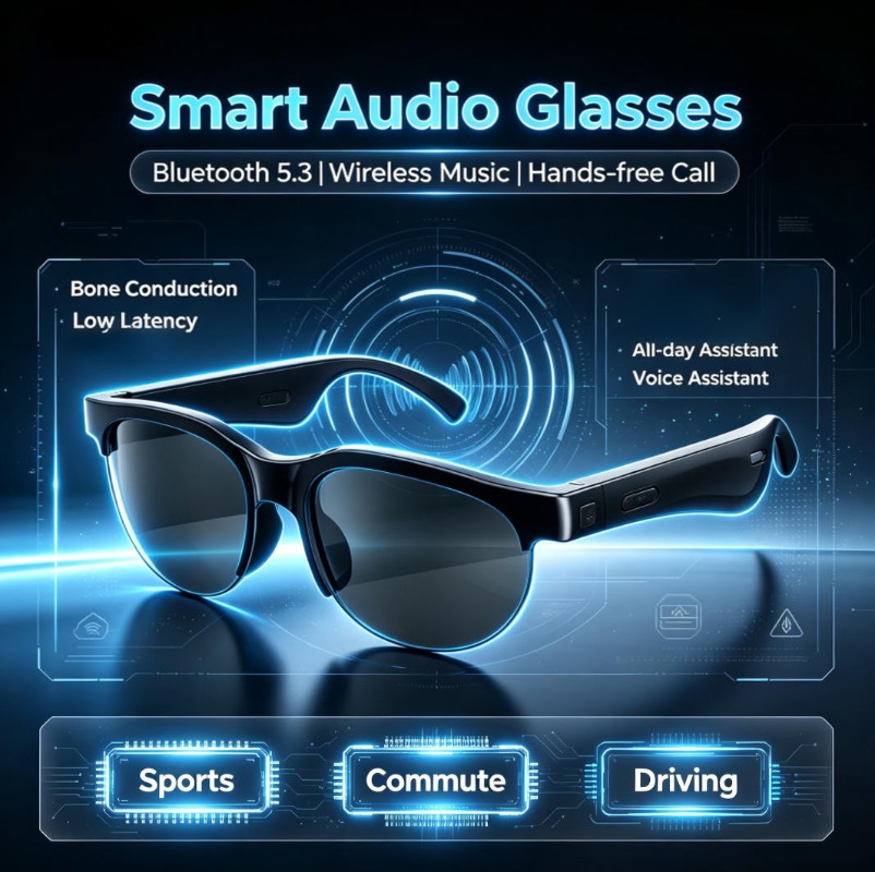 Audio With Music Ai - AI Translate Smart Audio Glasses, Bluetooth