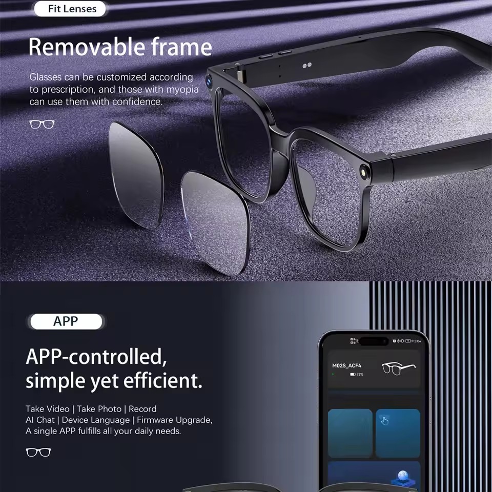 M02S AI Smart Glasses 8MP Came - Audio With Music Ai review and price