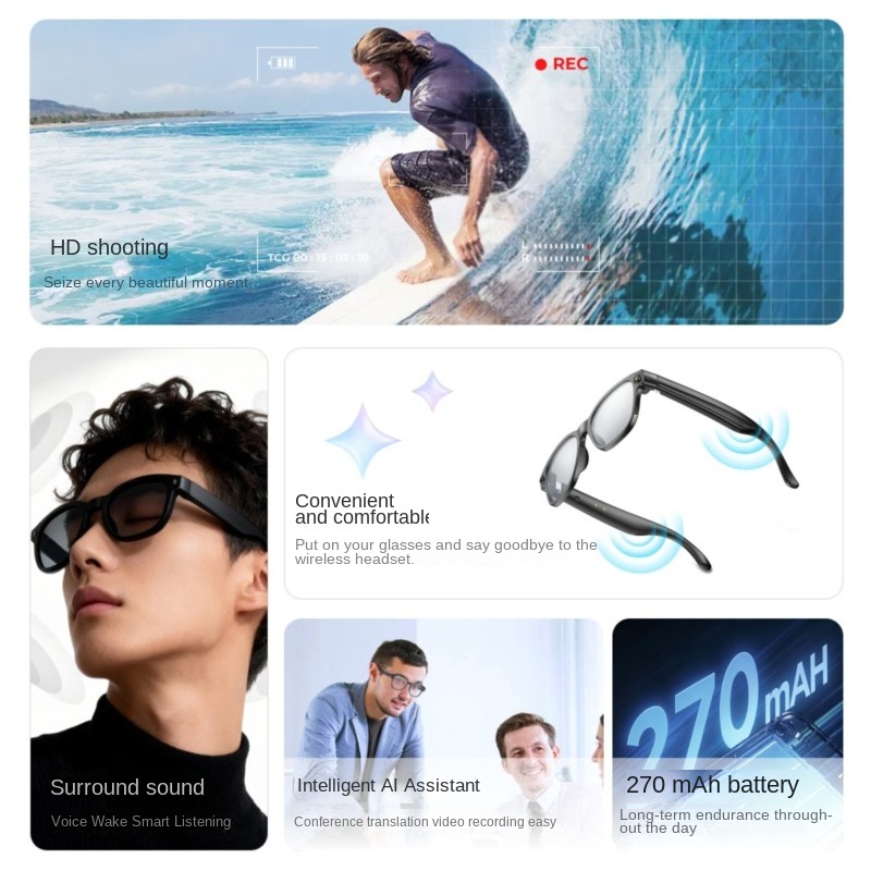 AI Smart Glasses 800W Camera M - Audio Music Video review and price