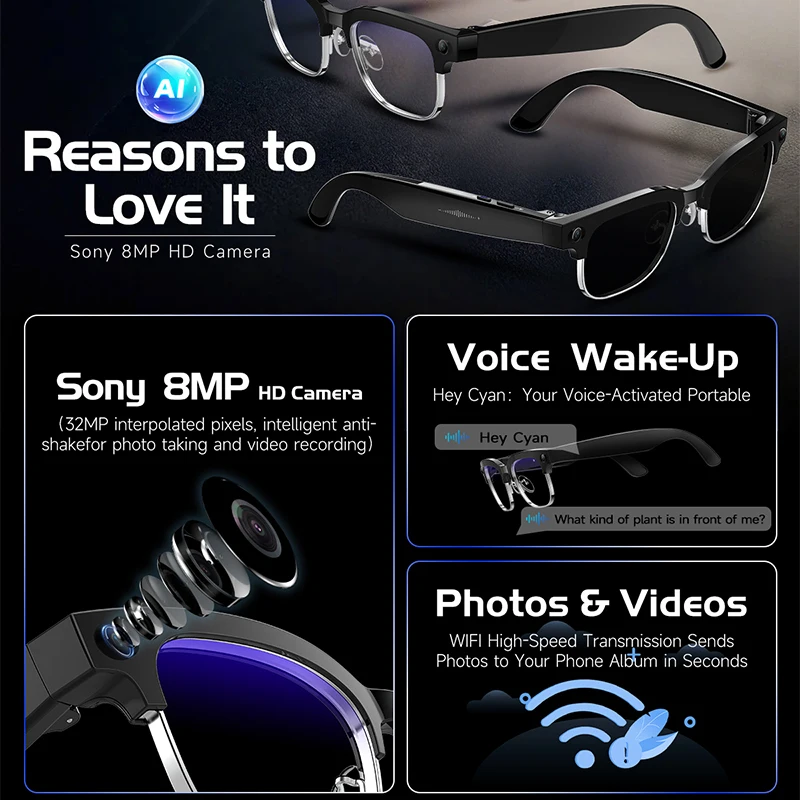 W630 Smart Glasses 800W HD Cam - Audio Music Video review and price