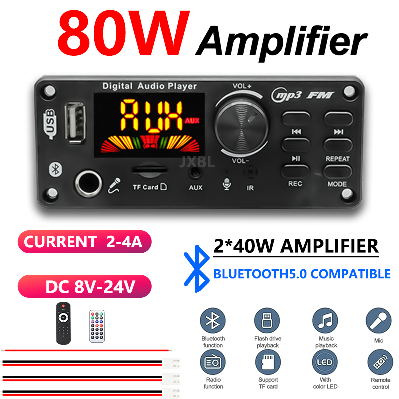80W Bluetooth 5.0 MP3 Decoder  - Audio Music Car review and price