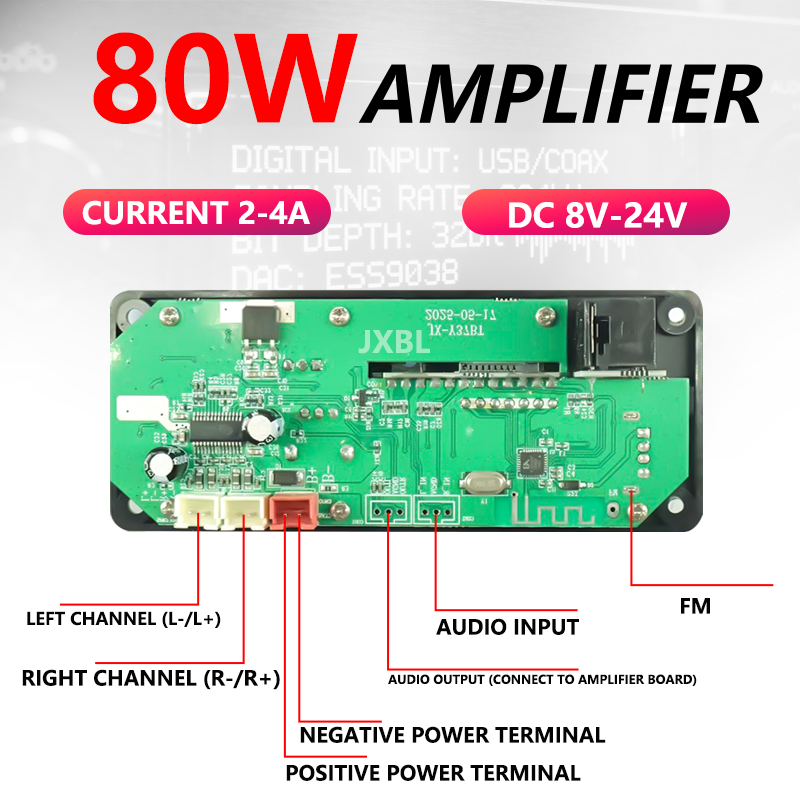 80W Bluetooth 5.0 MP3 Decoder  - Audio Music Car review and price