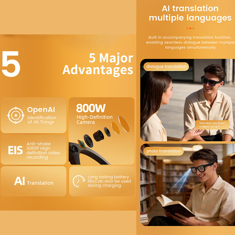 AI Smart Glasses 800W Camera A - Audio With Music Ai review and price