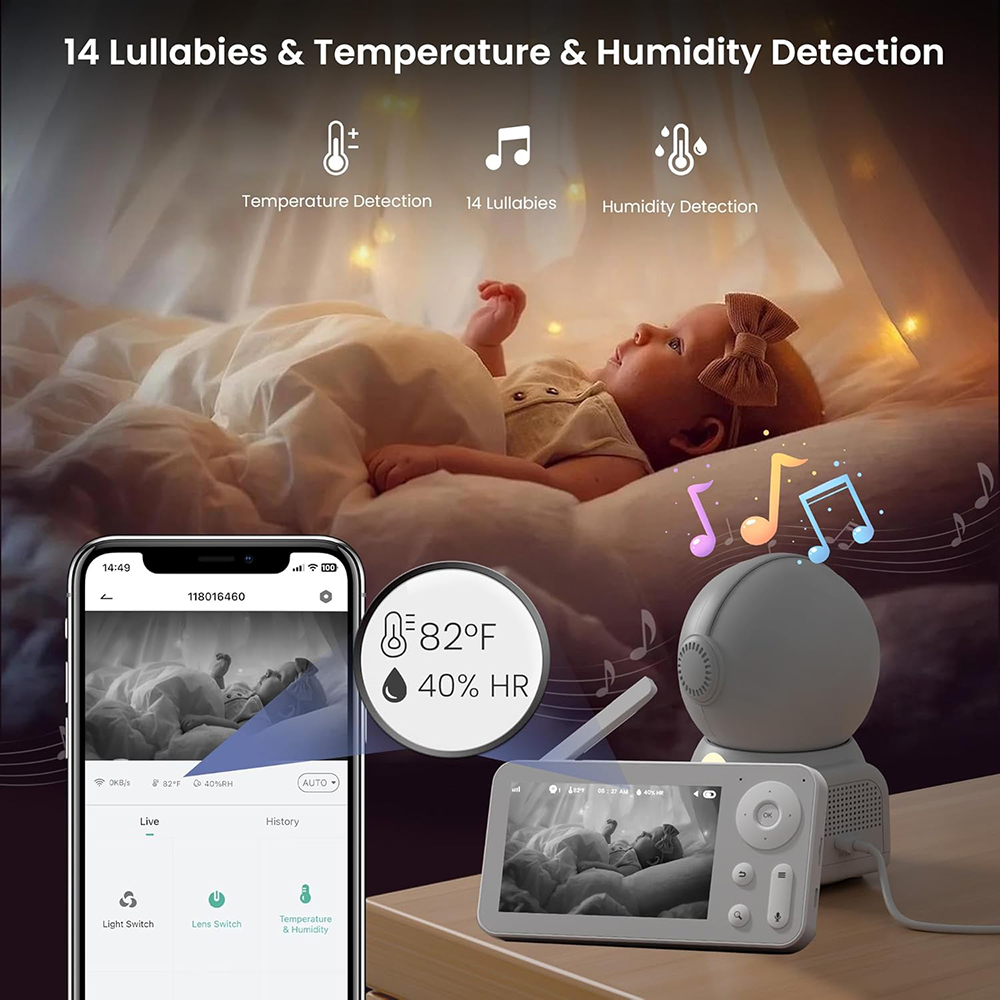 2K Baby Monitor with 2 Cameras - Audio Music Video review and price